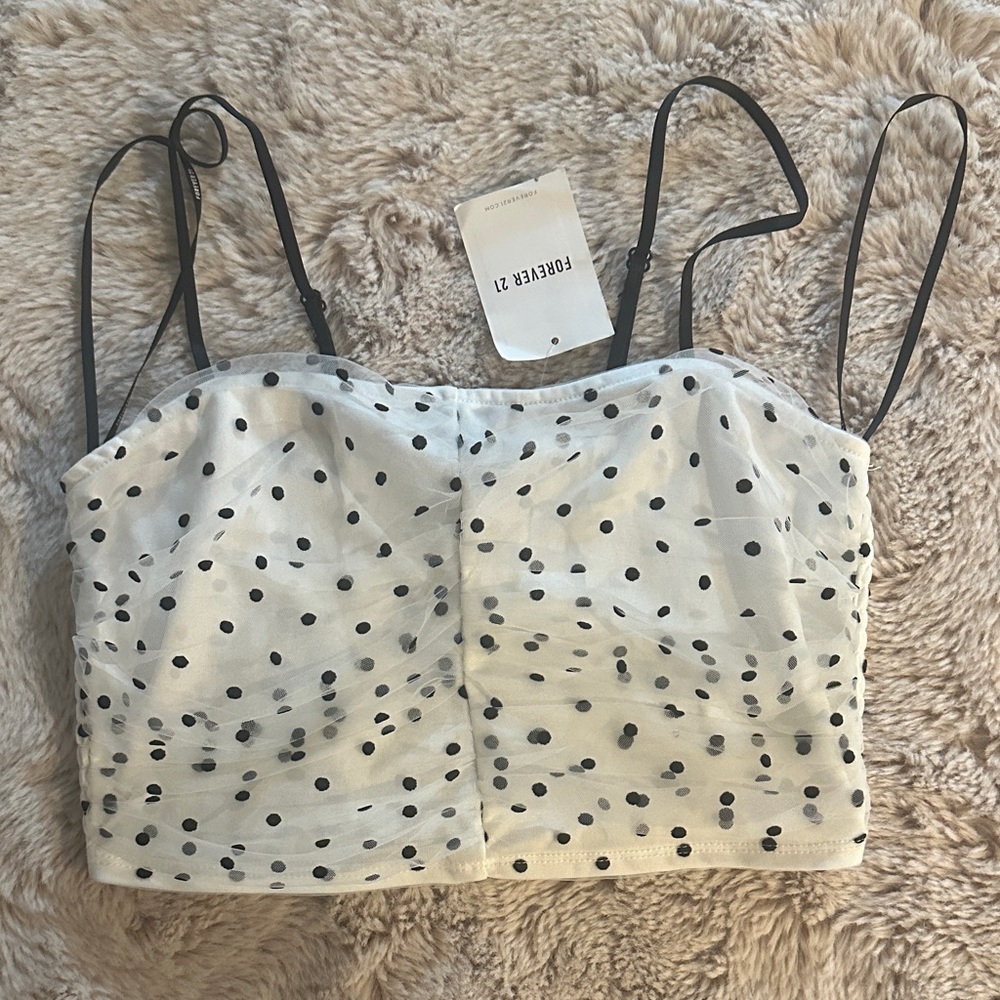 Forever 21 Black and White Polka Dot Crop Top
